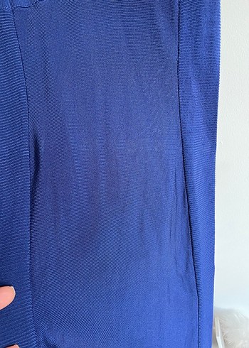 Saks Mavi H&M Merserize Triko Kalem Elbise - Görsel 6