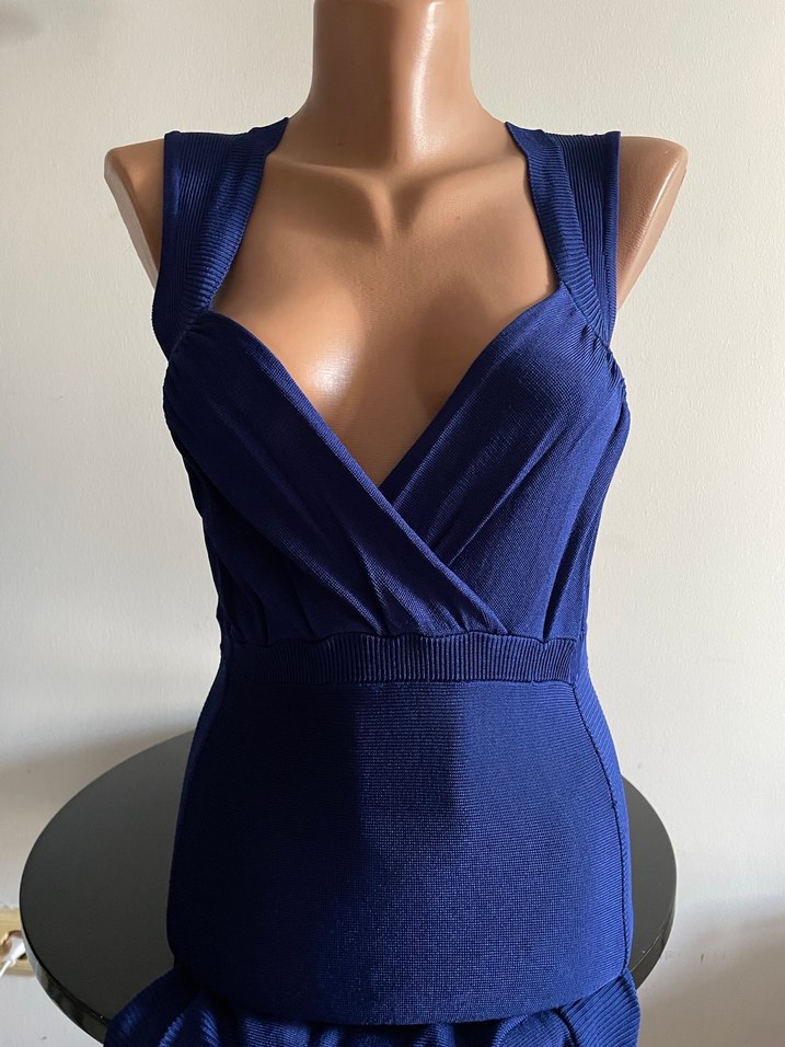 Saks Mavi H&M Merserize Triko Kalem Elbise - Görsel 3