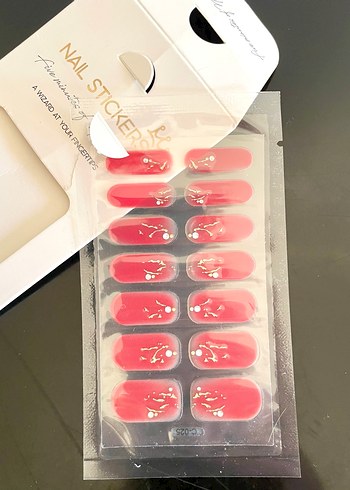 Taşlı Gold Simli Nar Çiçeği Nail Stickers - Görsel 3