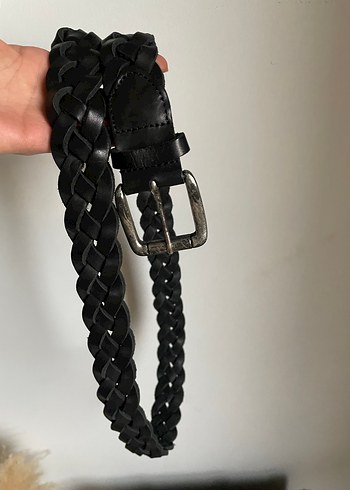 Örgülü Siyah Deri Kemer - Görsel 7