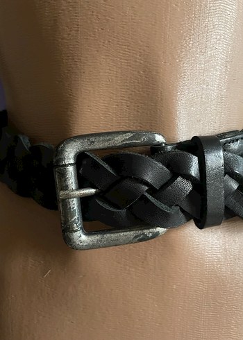 Örgülü Siyah Deri Kemer - Görsel 3