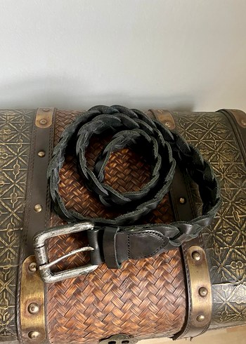 Örgülü Siyah Deri Kemer - Görsel 8