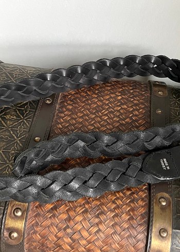 Örgülü Siyah Deri Kemer - Görsel 6
