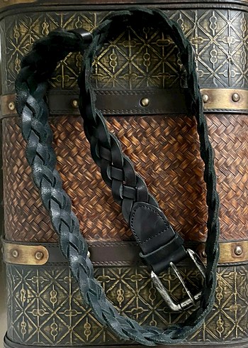 Örgülü Siyah Deri Kemer - Görsel 5