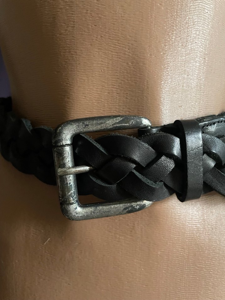 Örgülü Siyah Deri Kemer - Görsel 3