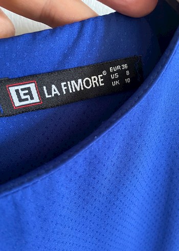 s Beden La Fimore Yarasa Kol Mavi Fırfırlı Kalem Elbise