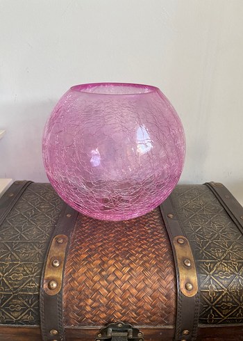 Globe Çatlatılmış Pembe Cam Avize Küresi