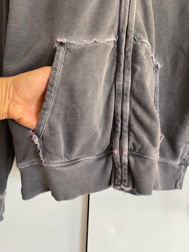 Benetton Casual Salaş Kapüşonlu Fermuarlı Gri Sweatshirt - Görsel 4