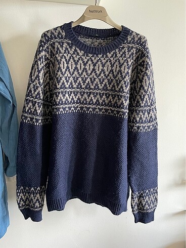 Benetton Lacivert Desenli Kazak