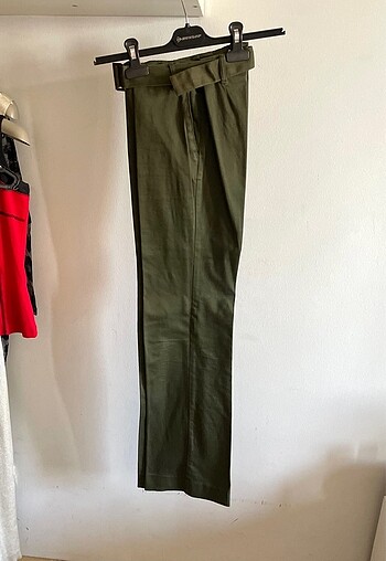xs Beden haki Renk Mango Haki Yandan Cepli Kumaş Pantolon