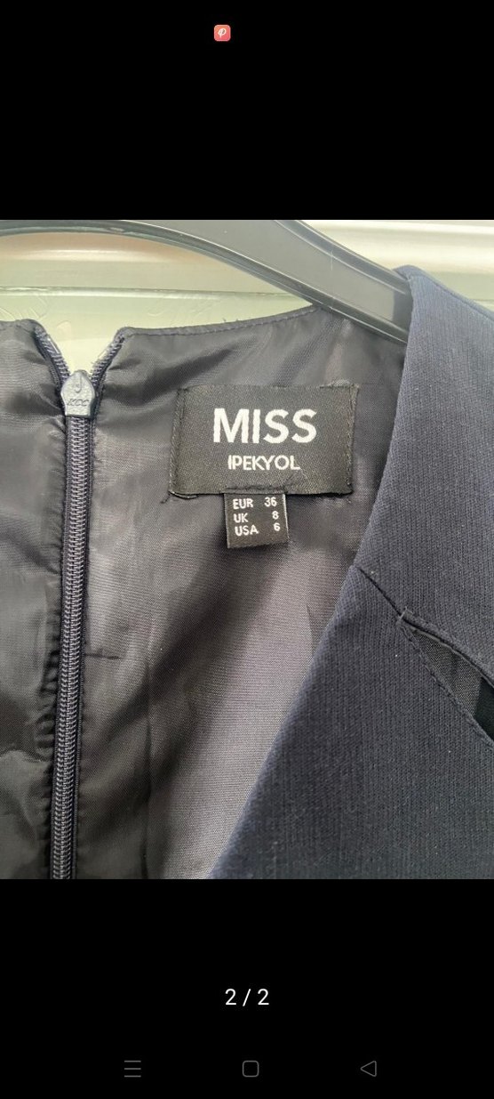 Lacivert V Yakalı Uzun Kadın Abiye Elbise - Görsel 2