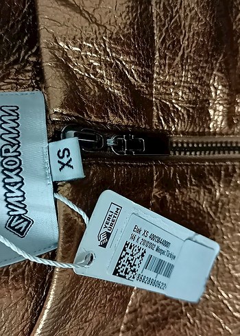 Parlak Bronz Renk Yumuşak Deri Mini Etek - Görsel 2