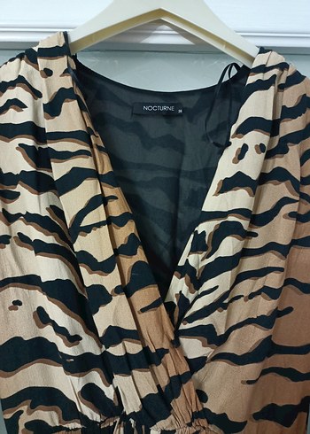 Kahverengi Zebra Desenli Min Elbise - Görsel 2