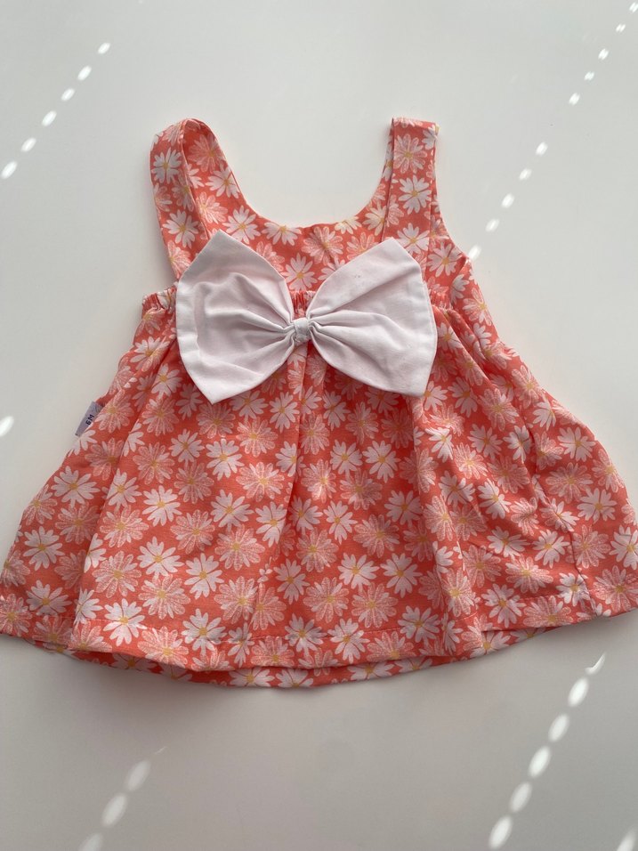 Kız Çocuk Pembe Çiçekli Kolsuz Elbise - Görsel 2