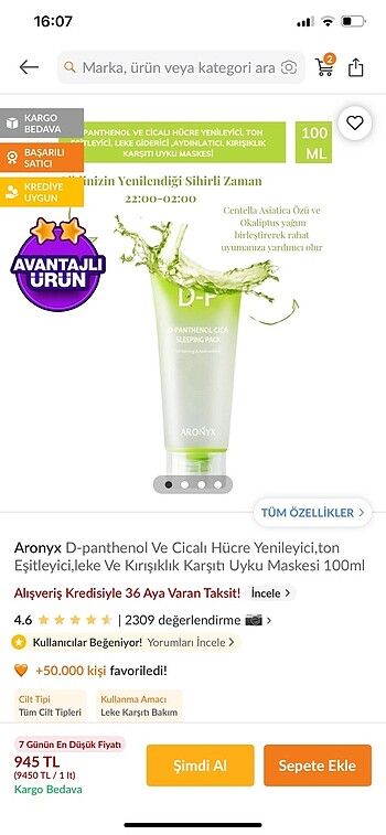 Beden Renk Aronyx DP uyku maskesi