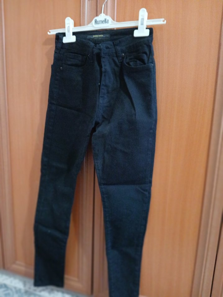 Kadın Siyah Midi Boy Denim Jean - Görsel 2