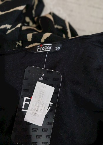 Zebra Desenli Siyah Uzun Elbise - Görsel 2