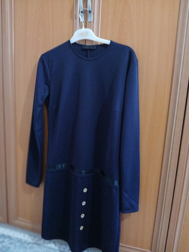 Düğmeli Lacivert Midi Tunik - Görsel 2