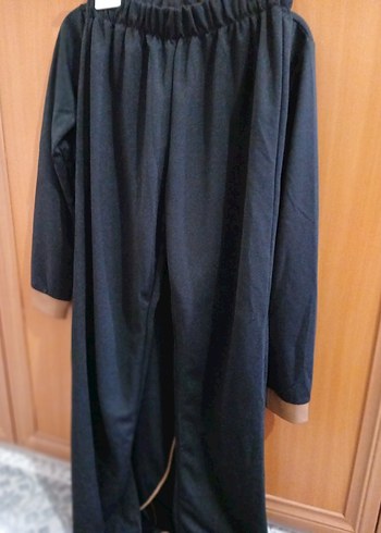 Düğmeli Siyah Uzun Kadın Elbise - Görsel 5