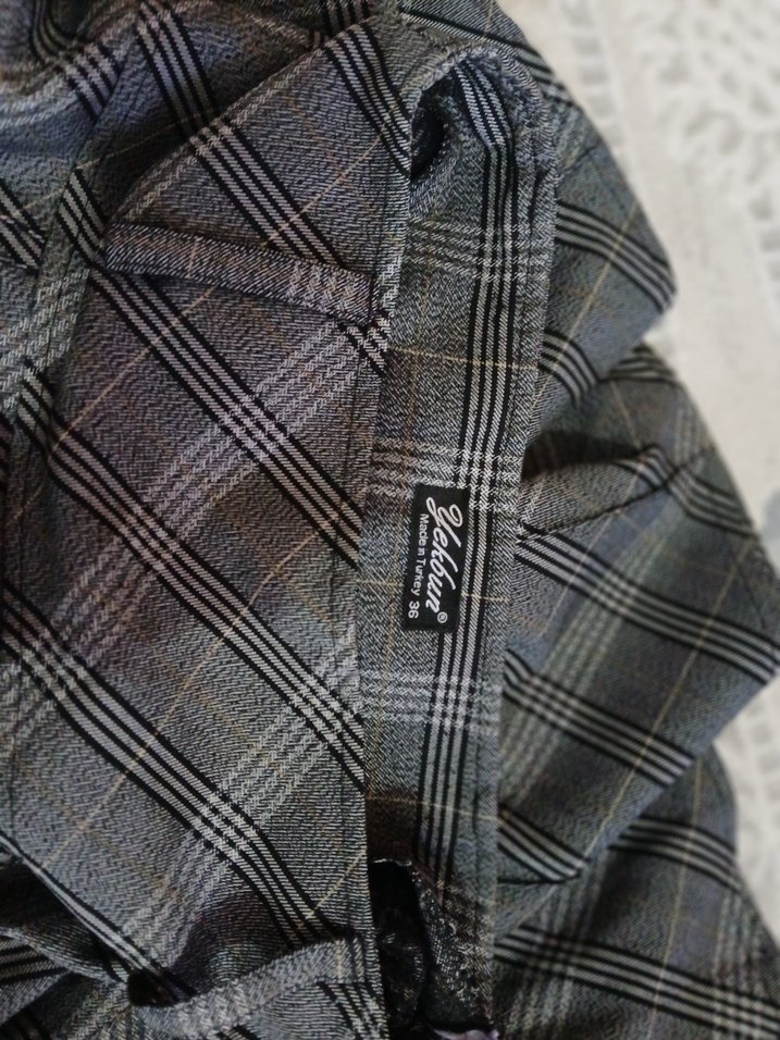 Gri Ekose Pilili Midi Etek - Görsel 2