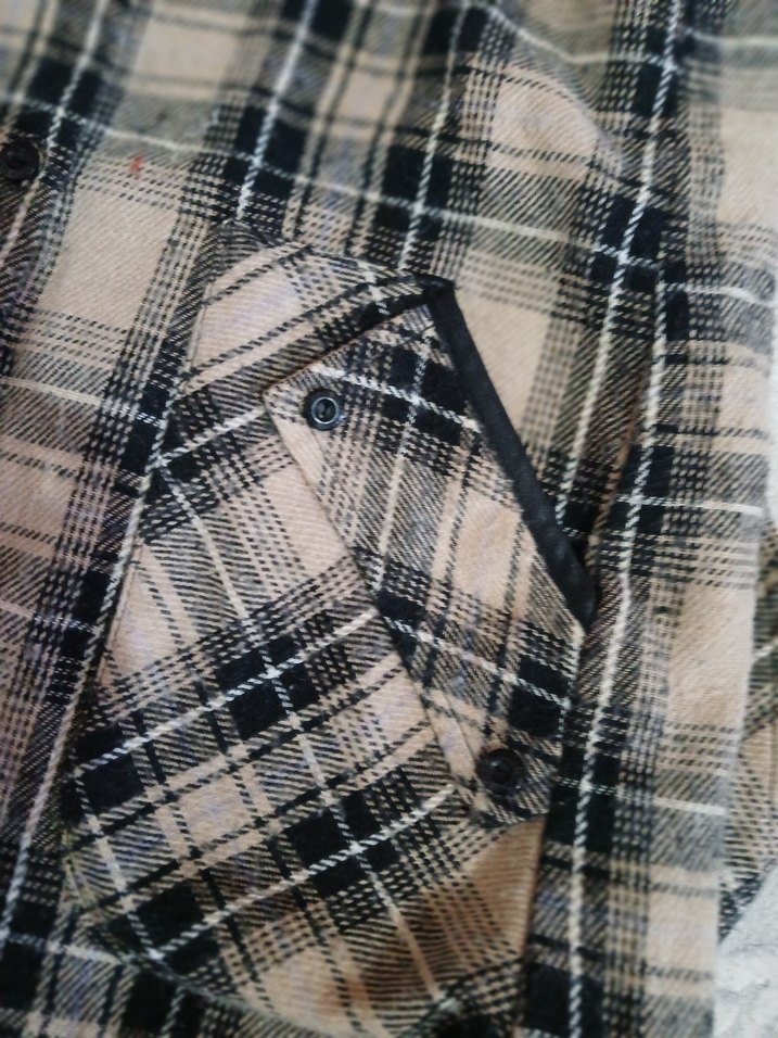 Gri Ekoseli Uzun Kollu Kadın Keten Gömlek - Görsel 2