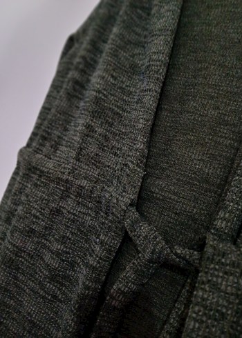 Gri Uzun Örgü Kadın Hırka - Görsel 2