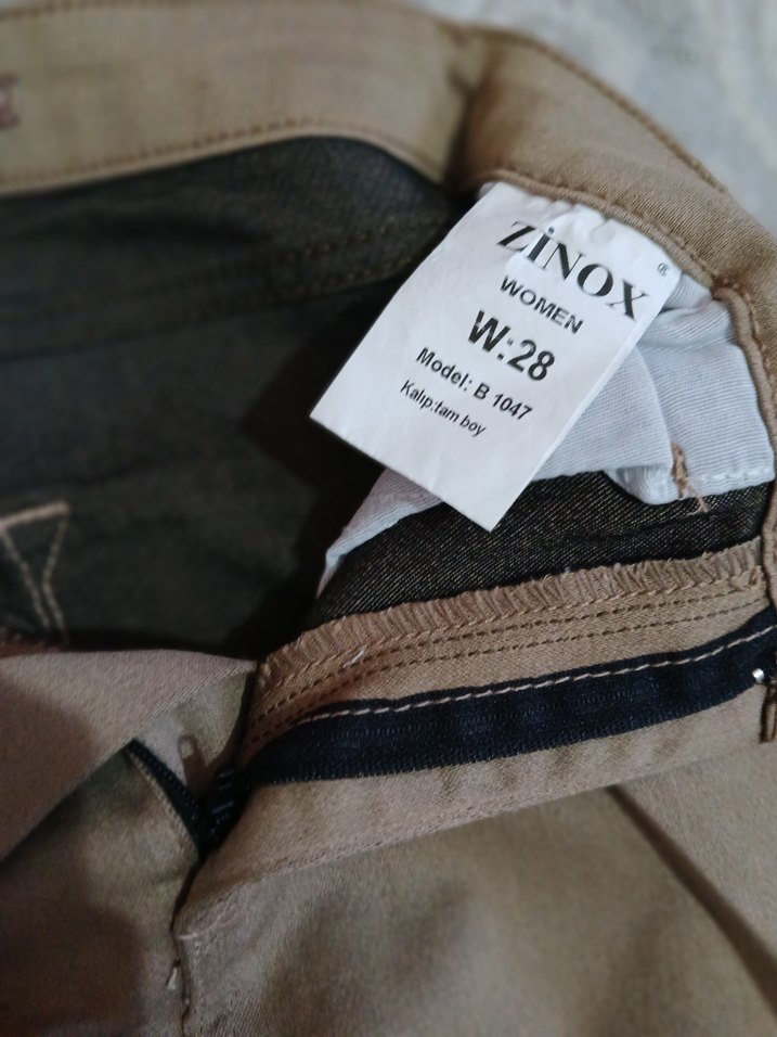 Bej Kadın Denim Kumaş Pantolon - Görsel 2