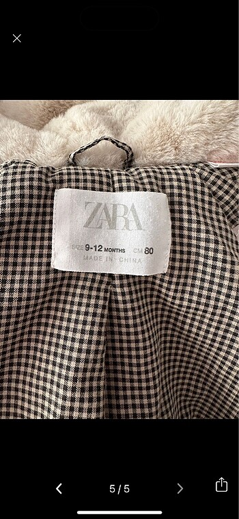 Zara Zara 9-12 ay peluş mont