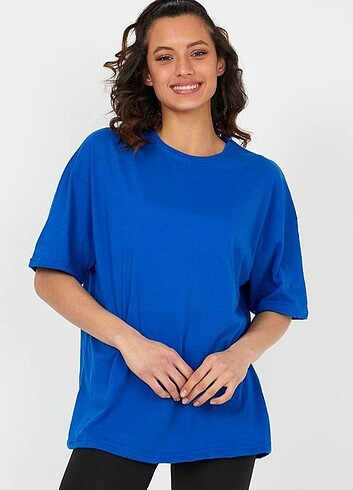 m Beden mavi Renk Unisex oversize tşört
