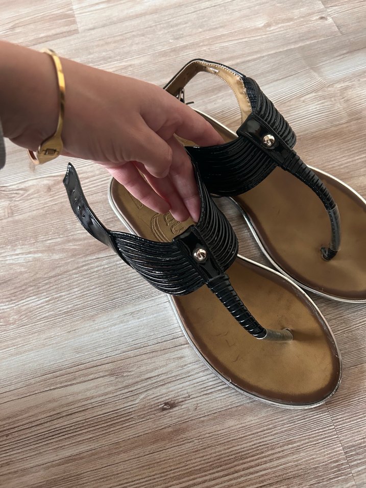 Siyah Yılan Desenli Kadın Sandalet - Görsel 2