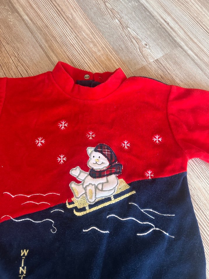 Kırmızı Siyah Baskılı Bebek Tulum - Görsel 2