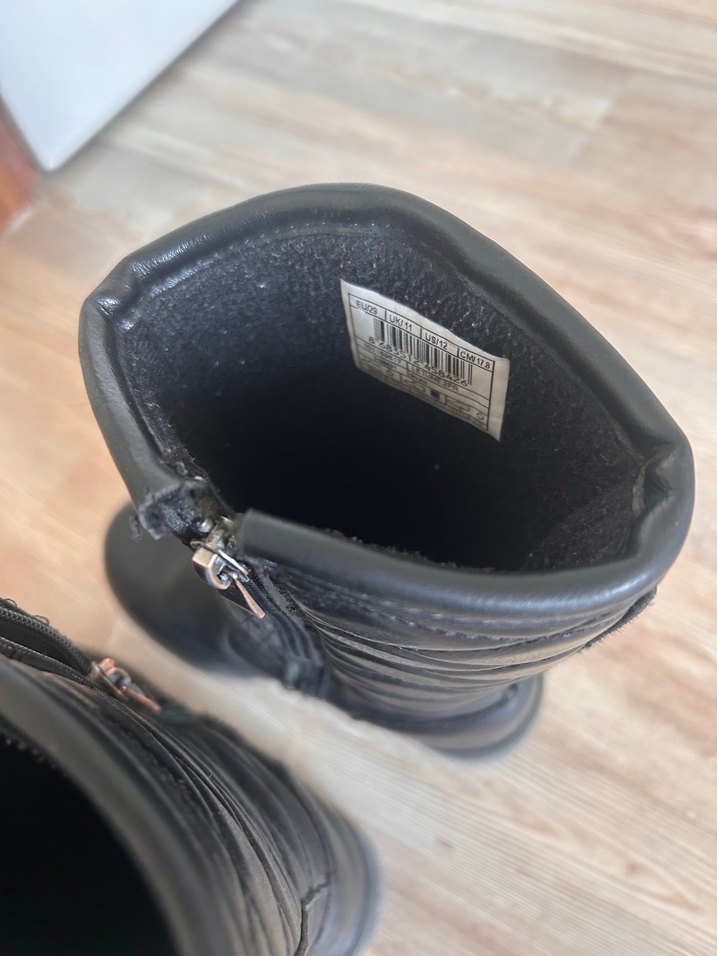 Kız Çocuk Siyah Deri Biker Botlar Tokalı - Görsel 4