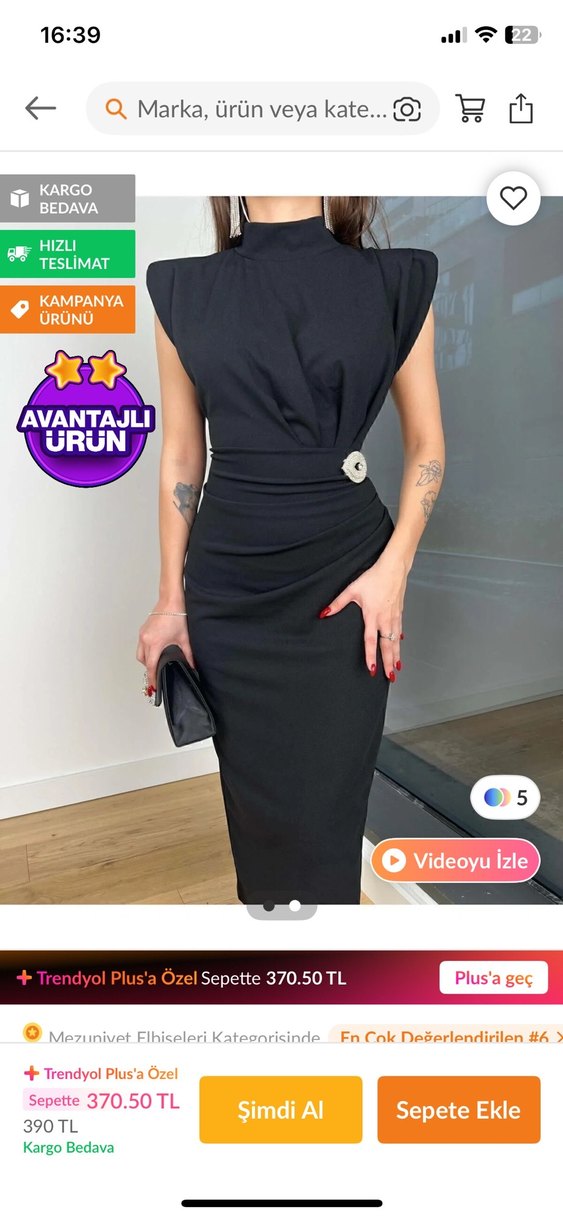 Siyah Yüksek Yakalı kalem Elbise - Görsel 2