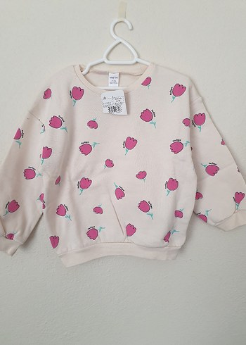 LC Waikiki Lcw Pembe Kalp Baskılı Kız Sweatshirt