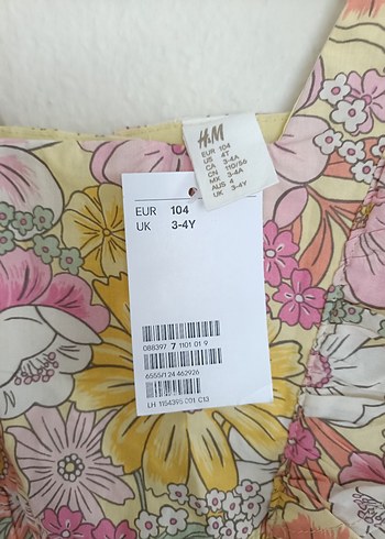H&M Çiçek Desenli Kız Çocuk Volanlı Elbise - Görsel 3