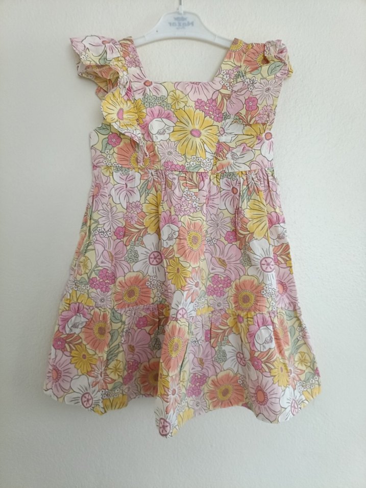 H&M Çiçek Desenli Kız Çocuk Volanlı Elbise - Görsel 5