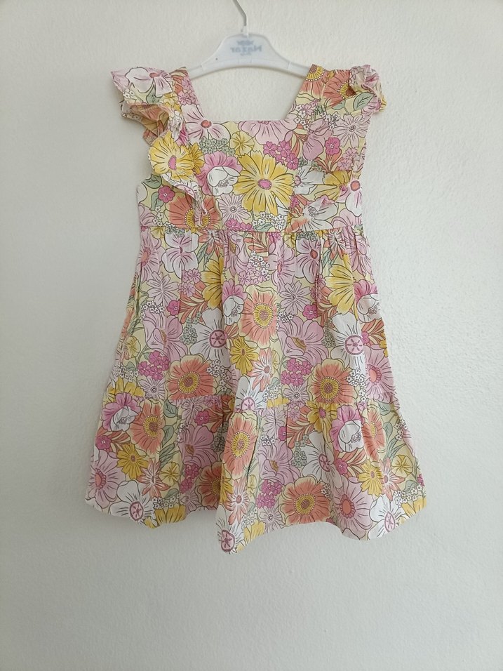 H&M Çiçek Desenli Kız Çocuk Volanlı Elbise - Görsel 2