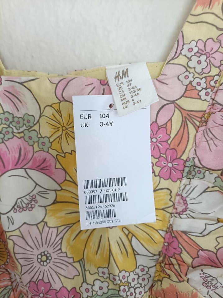 H&M Çiçek Desenli Kız Çocuk Volanlı Elbise - Görsel 3