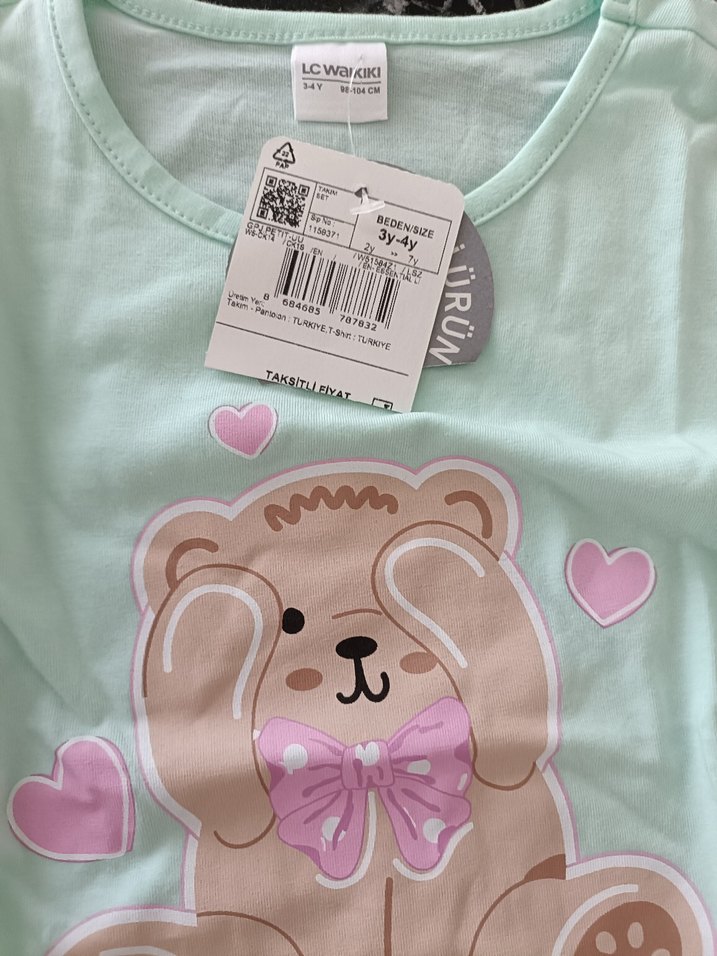 Kız Çocuk Triko Pijama Takımı, Uzun Kollu, Baskılı - Görsel 2