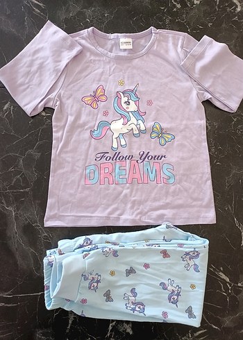 Lcw Kız Çocuk Mor Unicorn Baskılı Pijama Takımı - Görsel 2