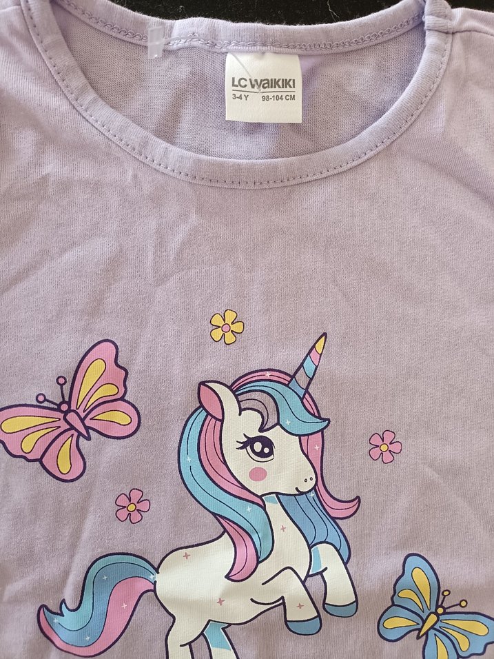 Lcw Kız Çocuk Mor Unicorn Baskılı Pijama Takımı - Görsel 3