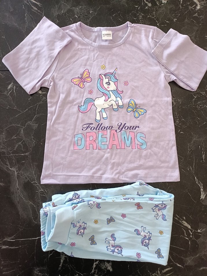 Lcw Kız Çocuk Mor Unicorn Baskılı Pijama Takımı - Görsel 2