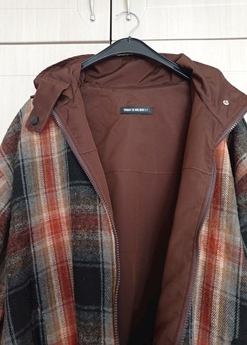 Kahverengi Ekose Fermuarlı Erkek Sweatshirt - Görsel 3