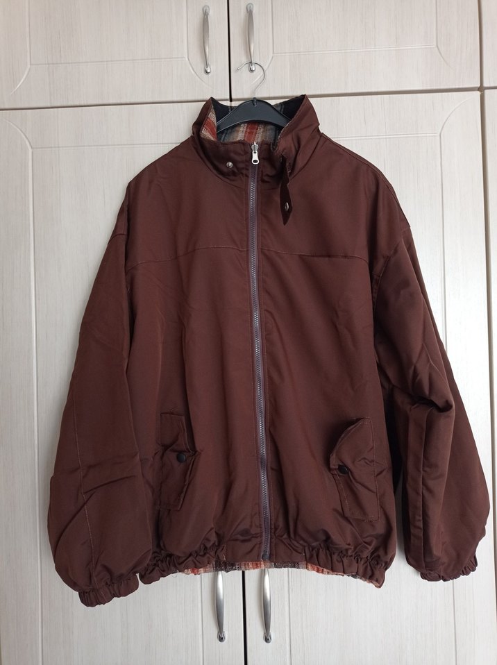 Kahverengi Ekose Fermuarlı Erkek Sweatshirt - Görsel 4