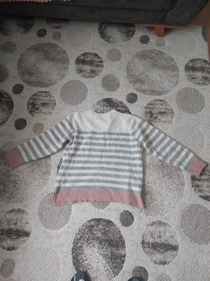 lc waikiki Gri Çizgili Kadın Triko Kazak - Görsel 5