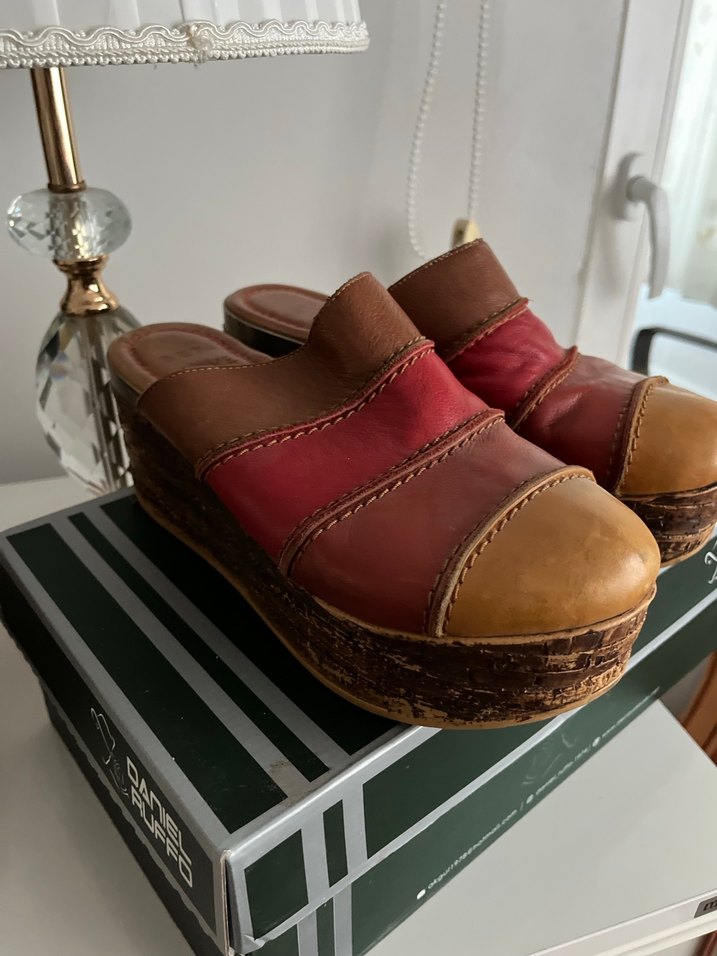 Seda marka Kahverengi Deri Dolgu Topuk Espadril - Görsel 5