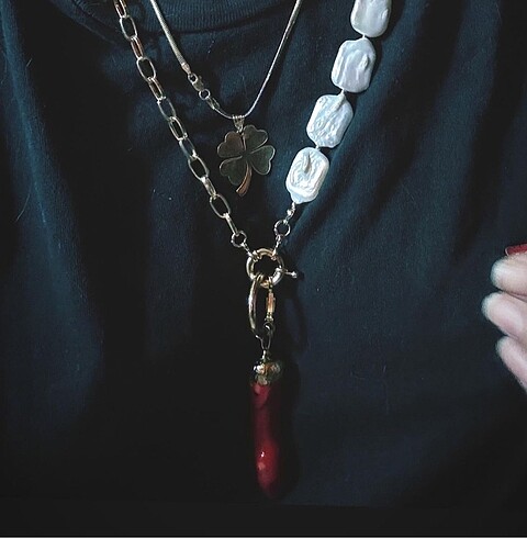  Beden beyaz Renk Handmade doğal İnci ve Mercan