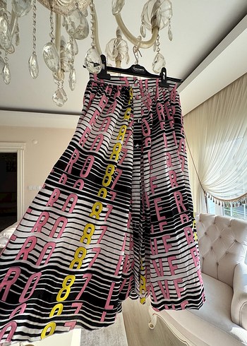 Renkli Baskılı kiloş önden yırtmaçlı twist etek - Görsel 5