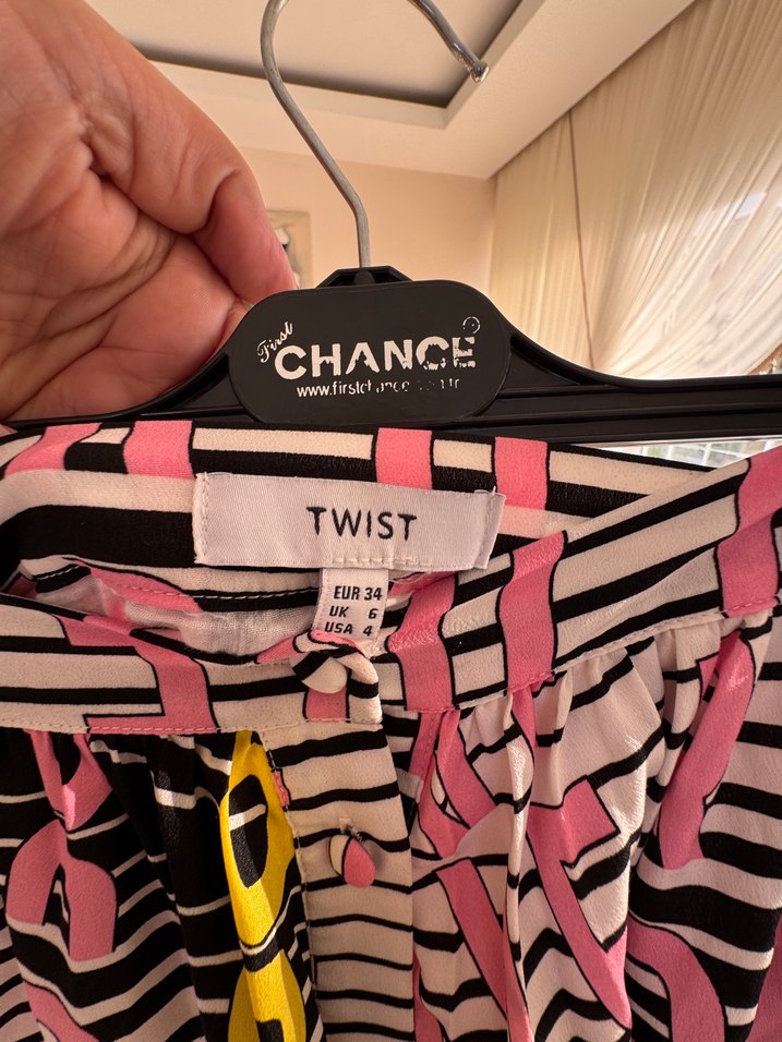 Renkli Baskılı kiloş önden yırtmaçlı twist etek - Görsel 3