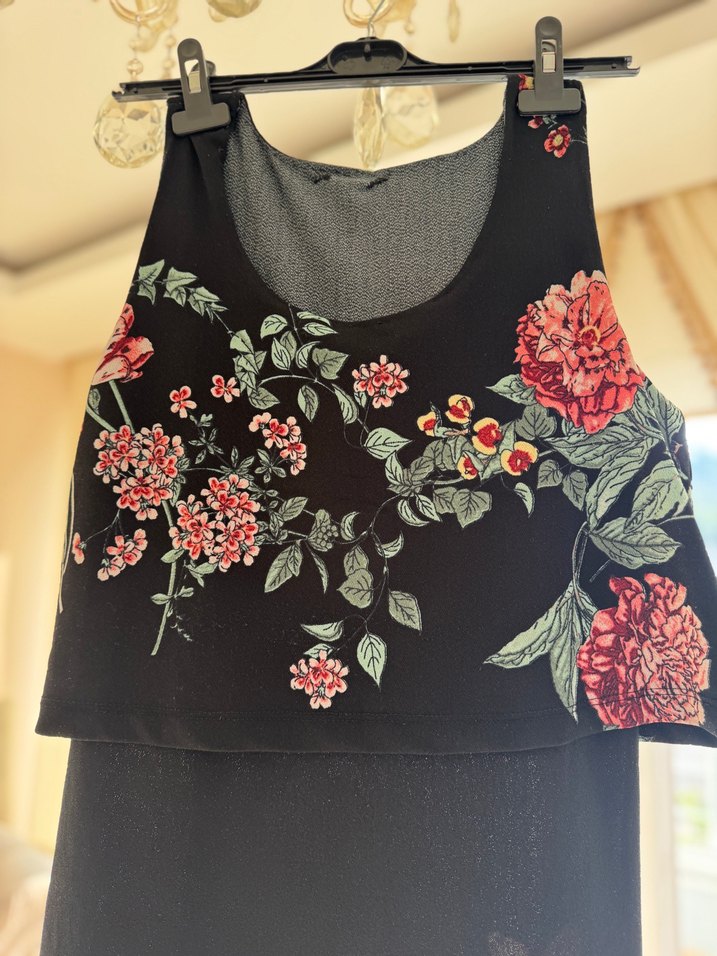 Siyah Çiçekli Uzun Bohem Kadın Elbise - Görsel 3